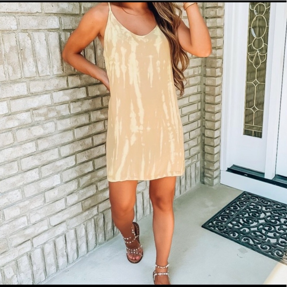 Yellow tie dye cami dress WORN ONCE